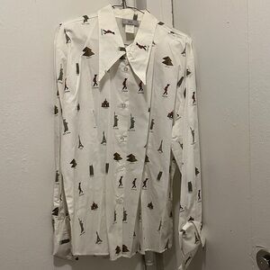 Stylish White Patterned Men's Shirt
